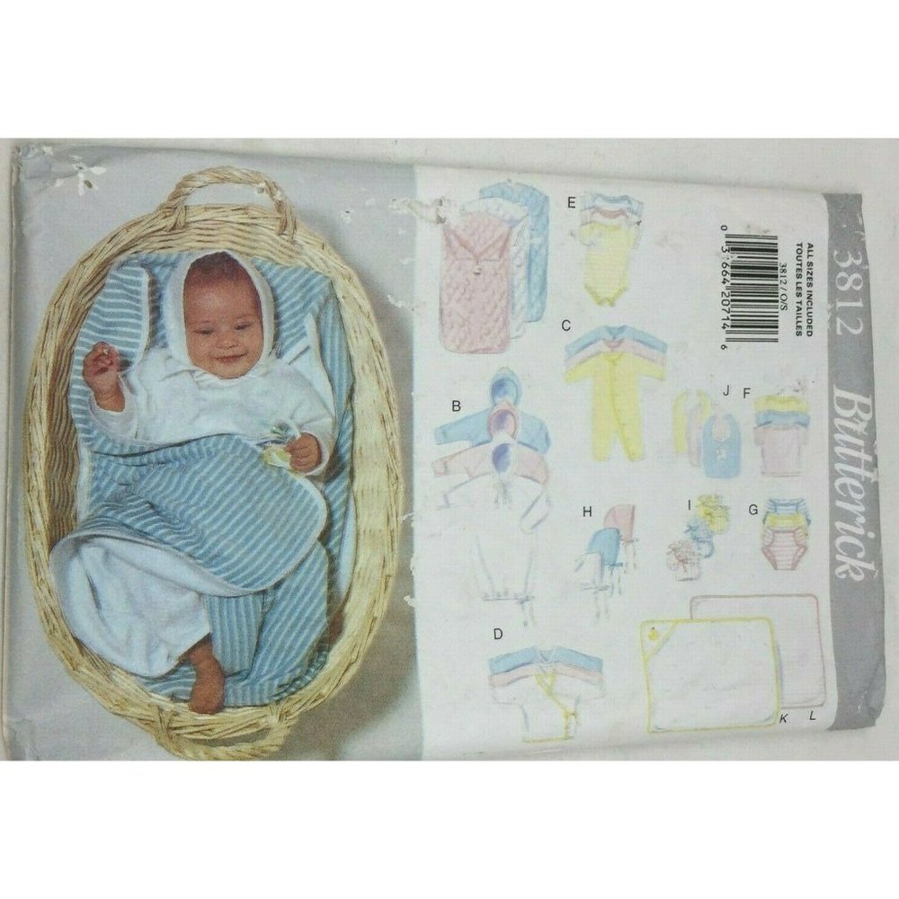 Vintage Butterick 3812 Baby Infant Newborn Mixed Lot Sewing Pattern Clothes